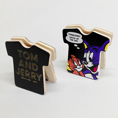 Tom and Jerry - Woodcraft Series T-shirt Shaped Memo Stand A (Black)