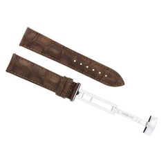 Eterna 22MM Leather Watch Strap Band - Bracelet Deploy Clasp L/Brown