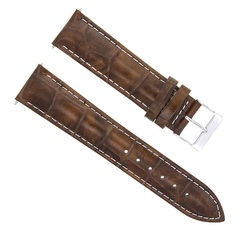 Eterna 18MM Leather Watch Band Strap For Vintage Eterna Watch Light Brown White Stitch