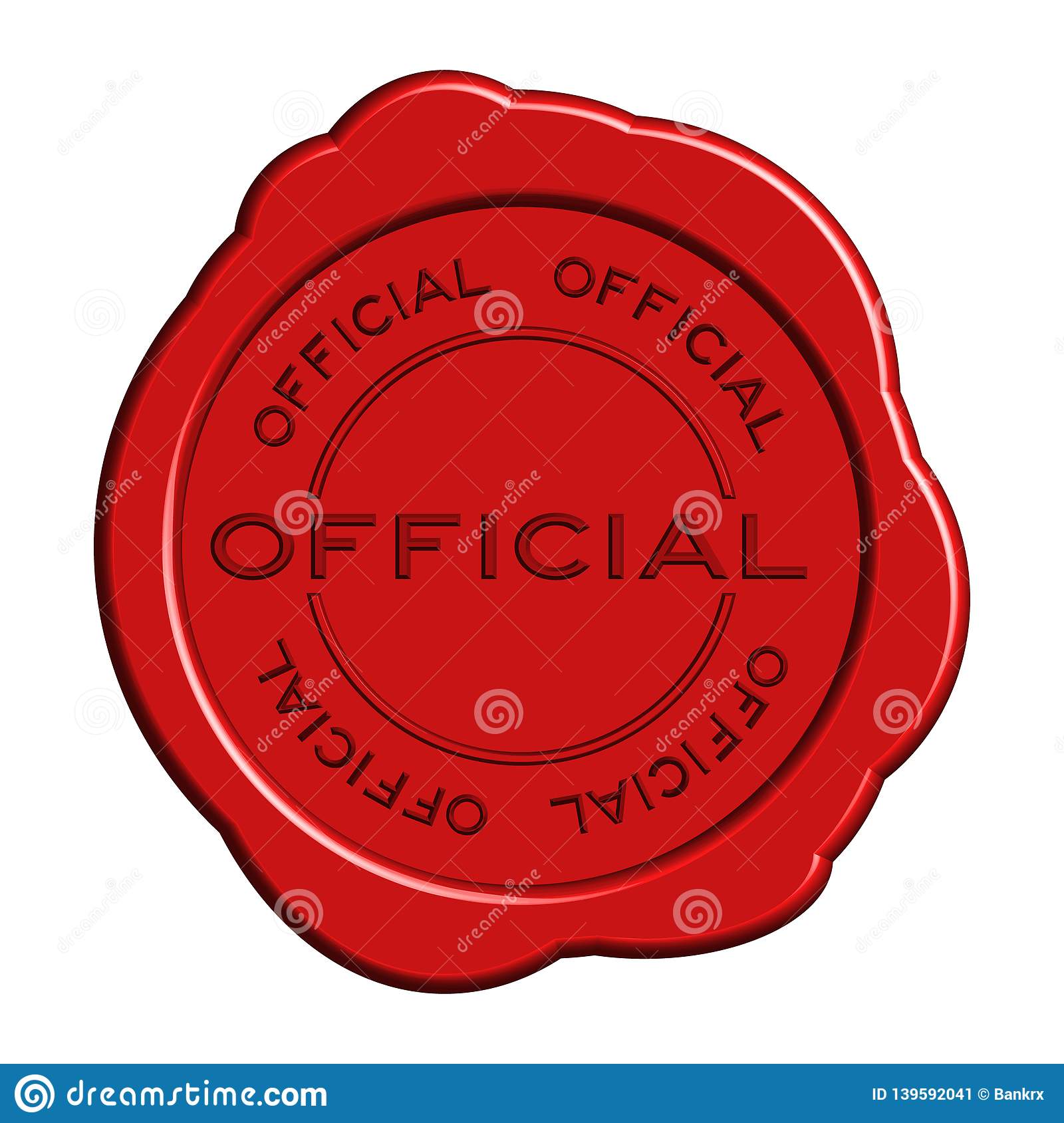 Red official word round wax seal stamp