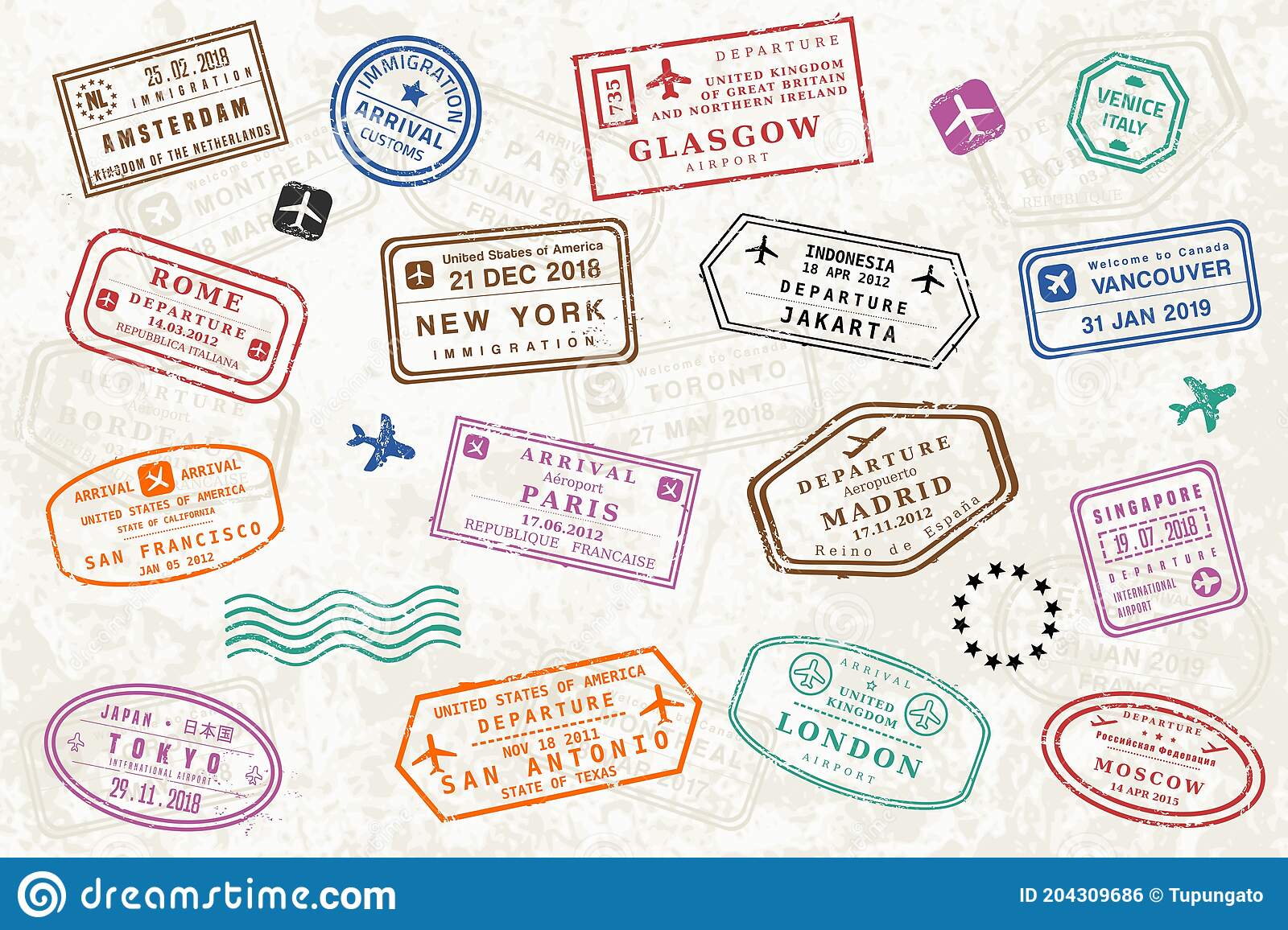 Passport stamp background