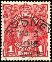 1d King George V, used at Sydney in 1916
