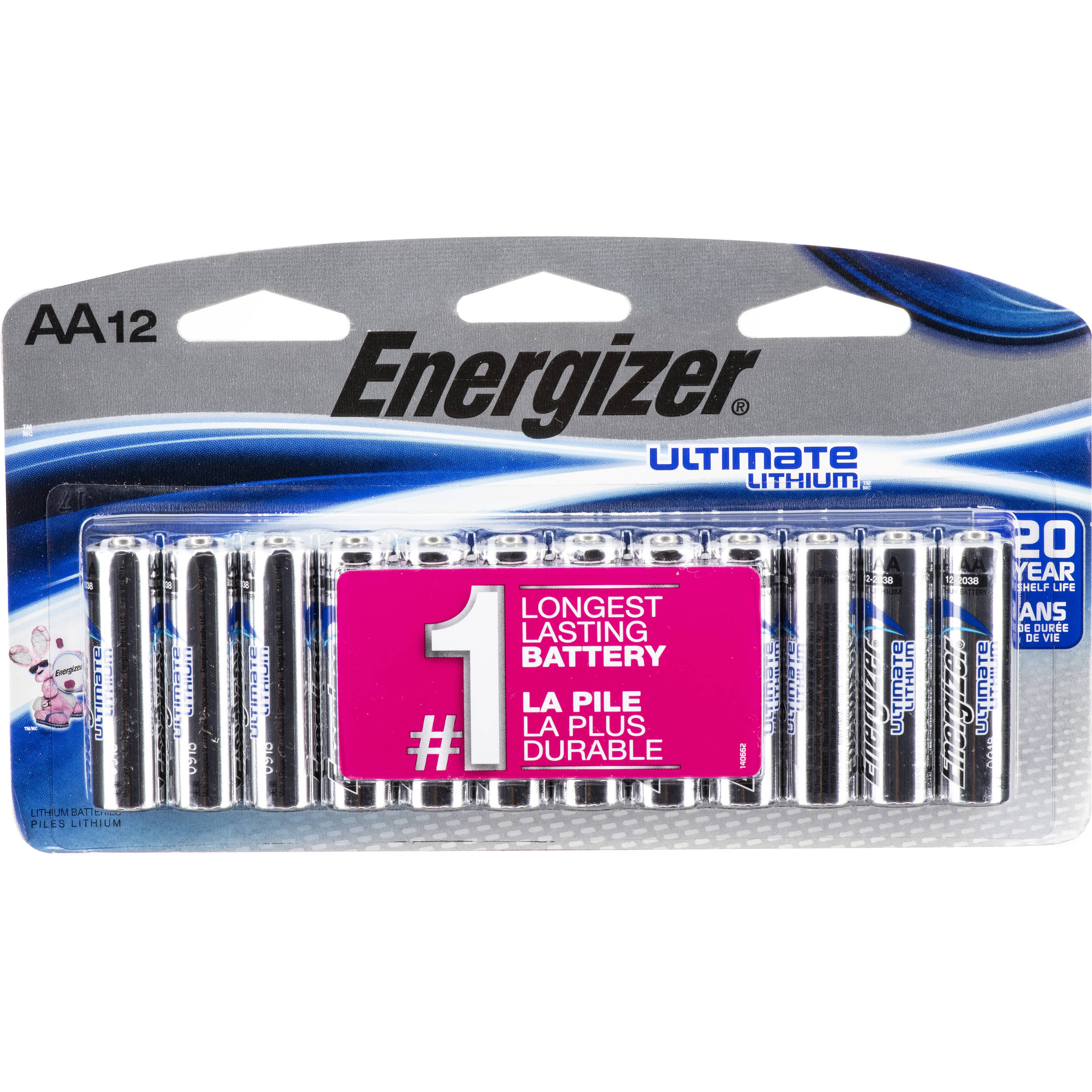 Energizer Ultimate Lithium AA Batteries (1.5V, 3500mAh, 12-Pack)