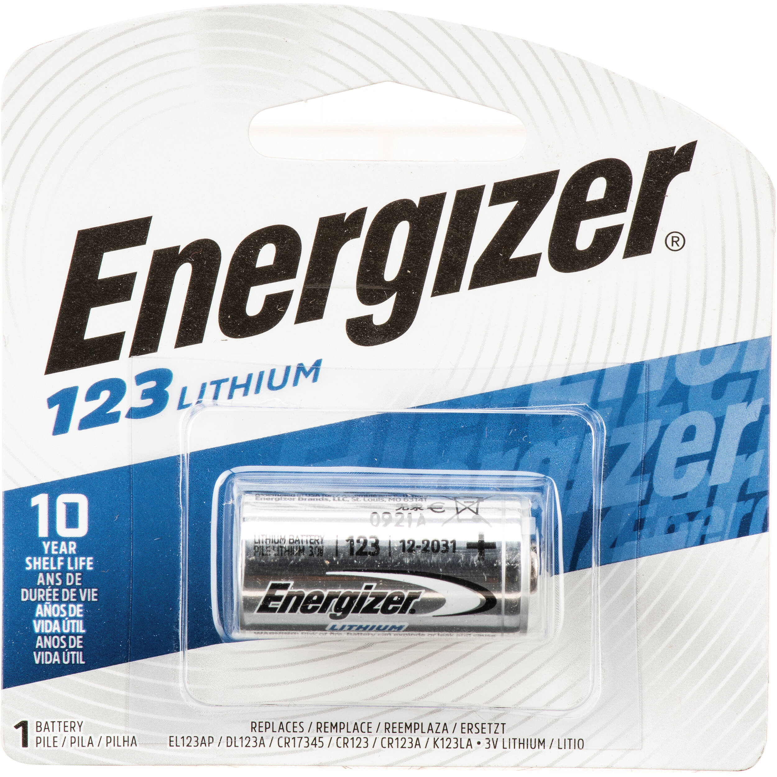 Energizer 123 Lithium Battery (3V, 1500mAh)