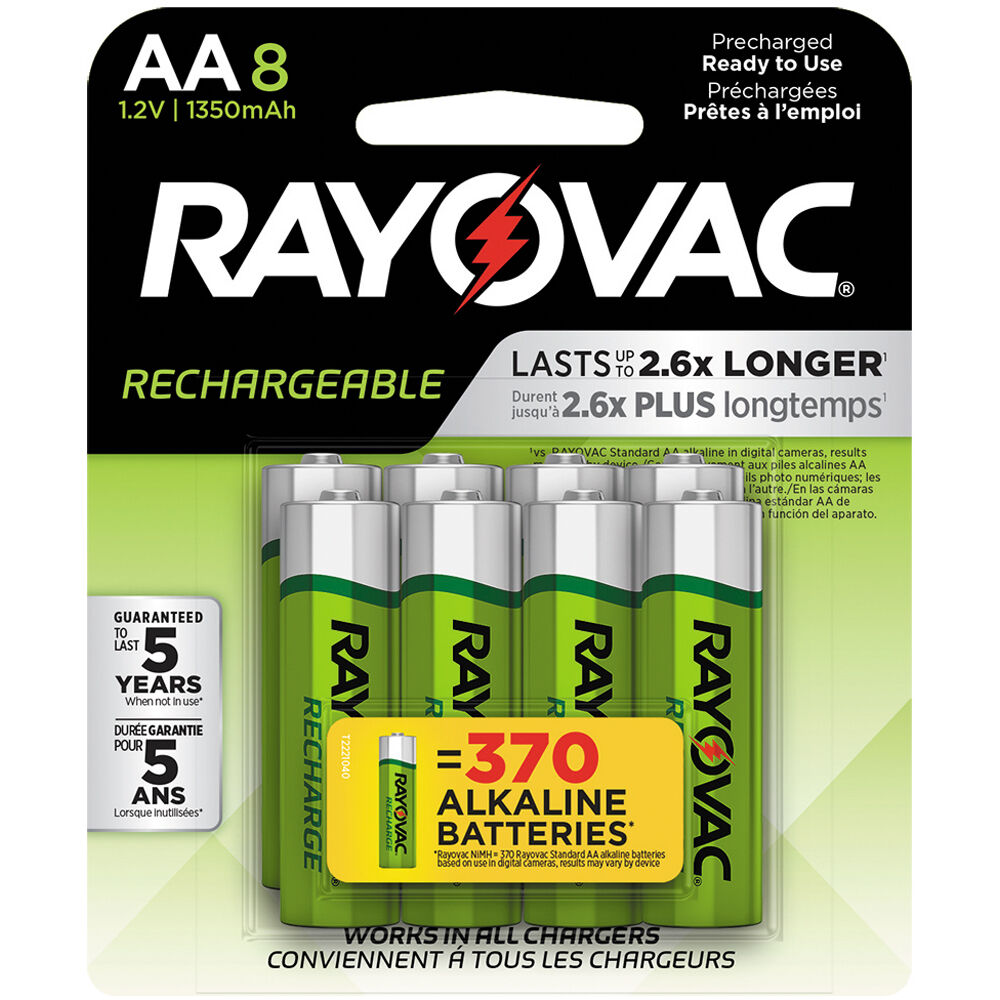 RAYOVAC Rechargeable 1350 mAh NiMH AA Battery (8-Pack)