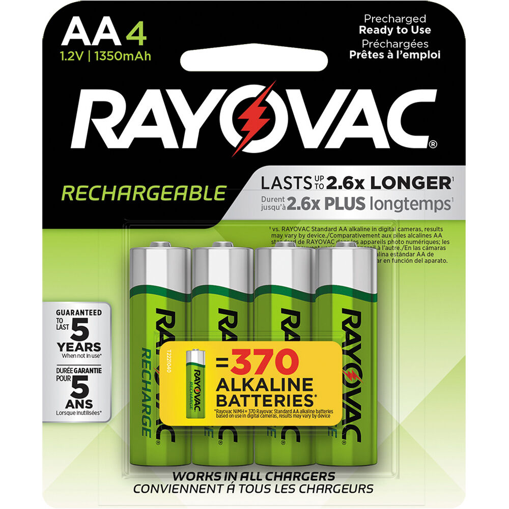 RAYOVAC Rechargeable 1350 mAh NiMH AA Battery (4-Pack)