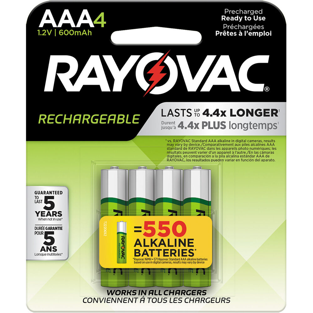 RAYOVAC Rechargeable 600mAh NiMH AAA Battery (4-Pack)