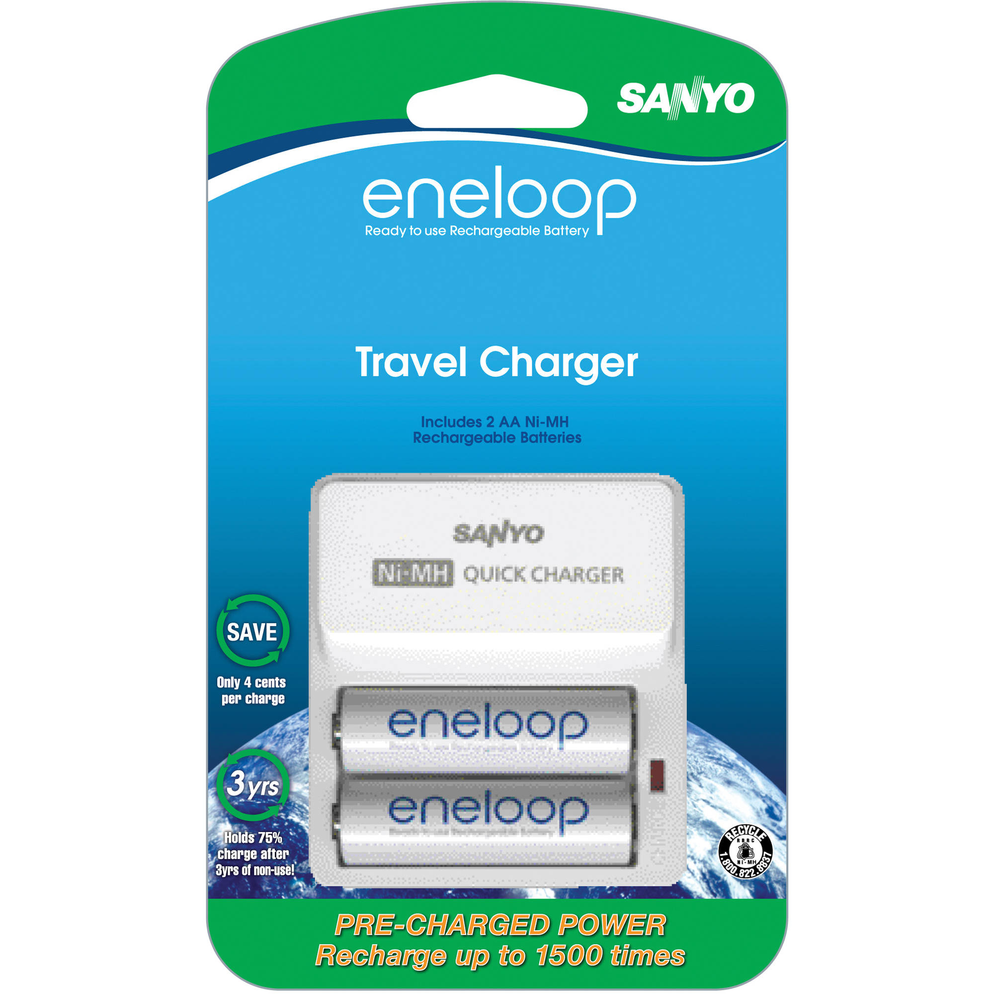 Sanyo SEC-TDR02N Battery Charger and 2 AA Batteries