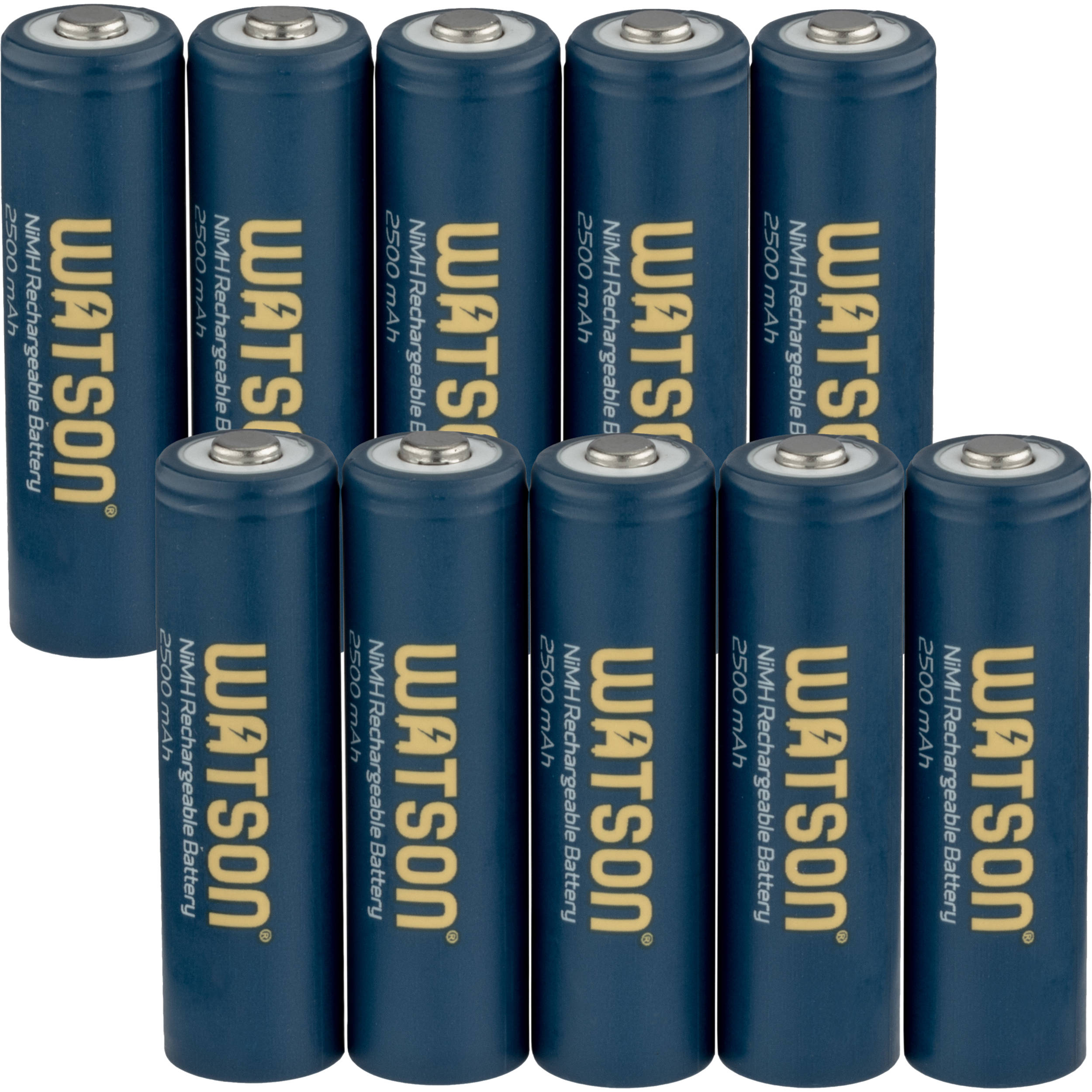 Watson AA NiMH Rechargeable Batteries (2500mAh, 1.2V, 10-Pack)