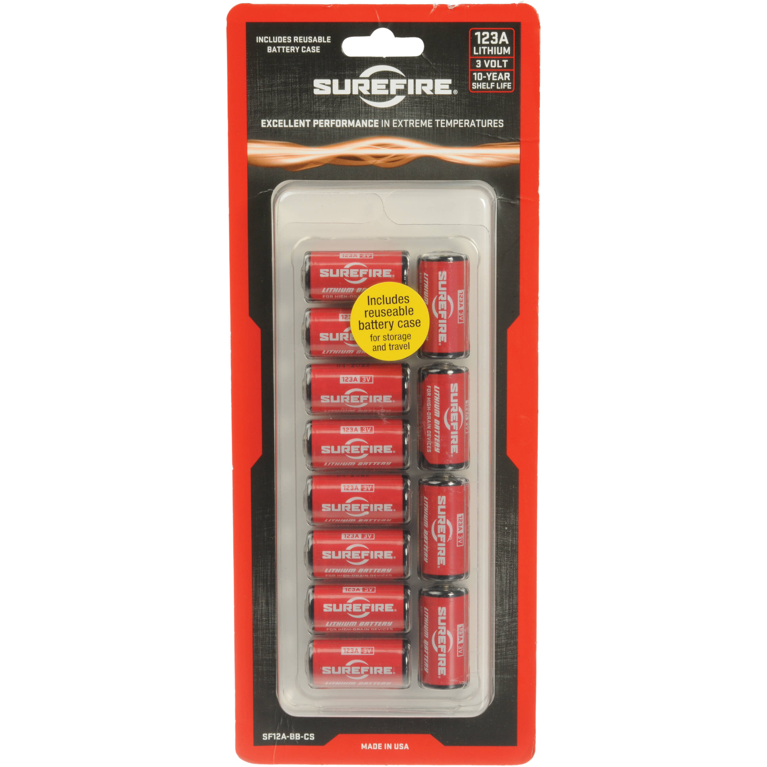 SureFire SF123A Batteries - 12 (Clamshell Packaging)