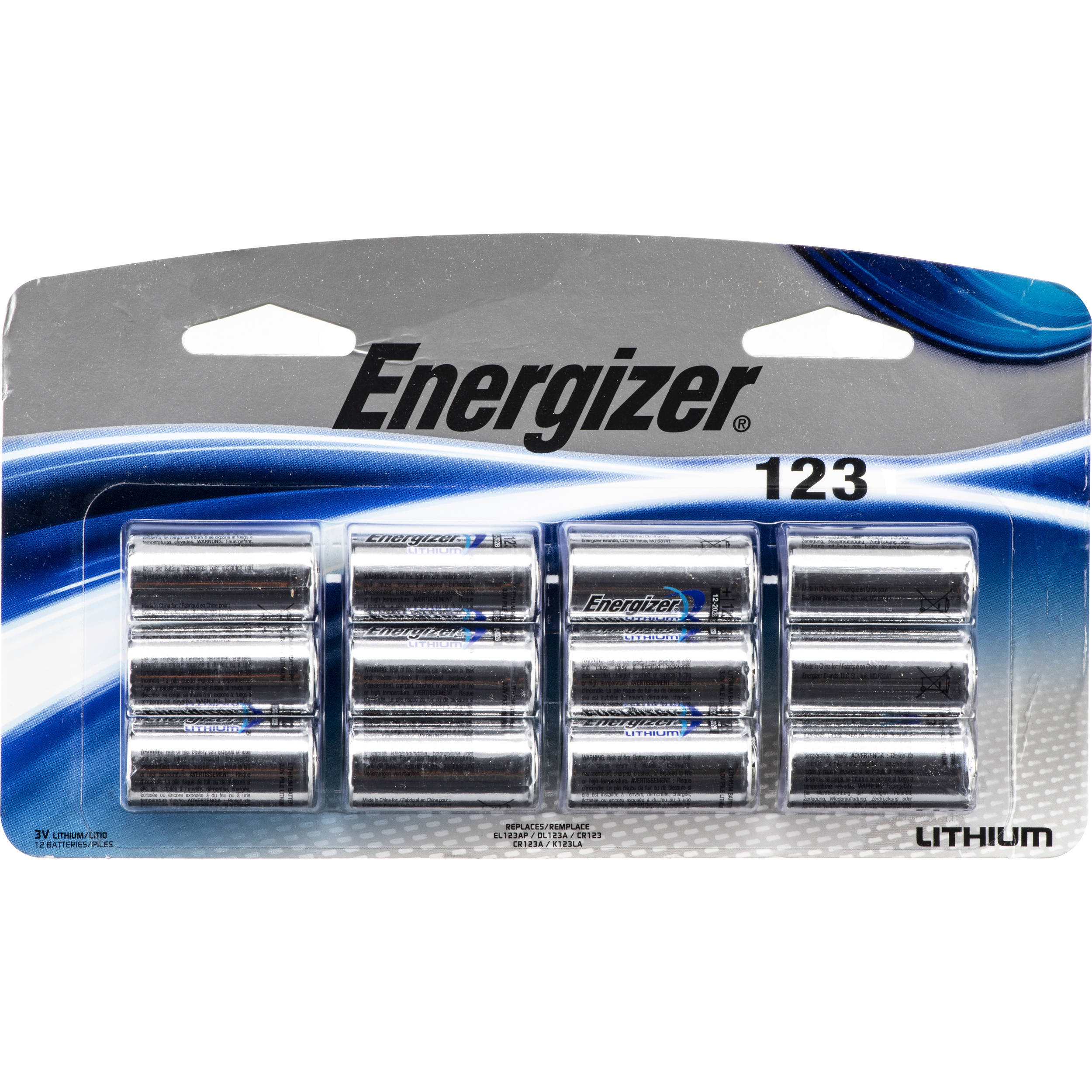 Energizer 123 Lithium Batteries (3V, 1500mAh, 12-Pack)