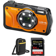 Ricoh WG-6 Digital Camera with Accessories Kit (Orange)