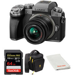 Panasonic Lumix G7 Mirrorless Camera with 14-42mm Lens and Accessories Kit (Silver)