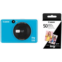 Canon IVY CLIQ Instant Camera Printer with 50 Sheets of Paper Kit (Seaside Blue)