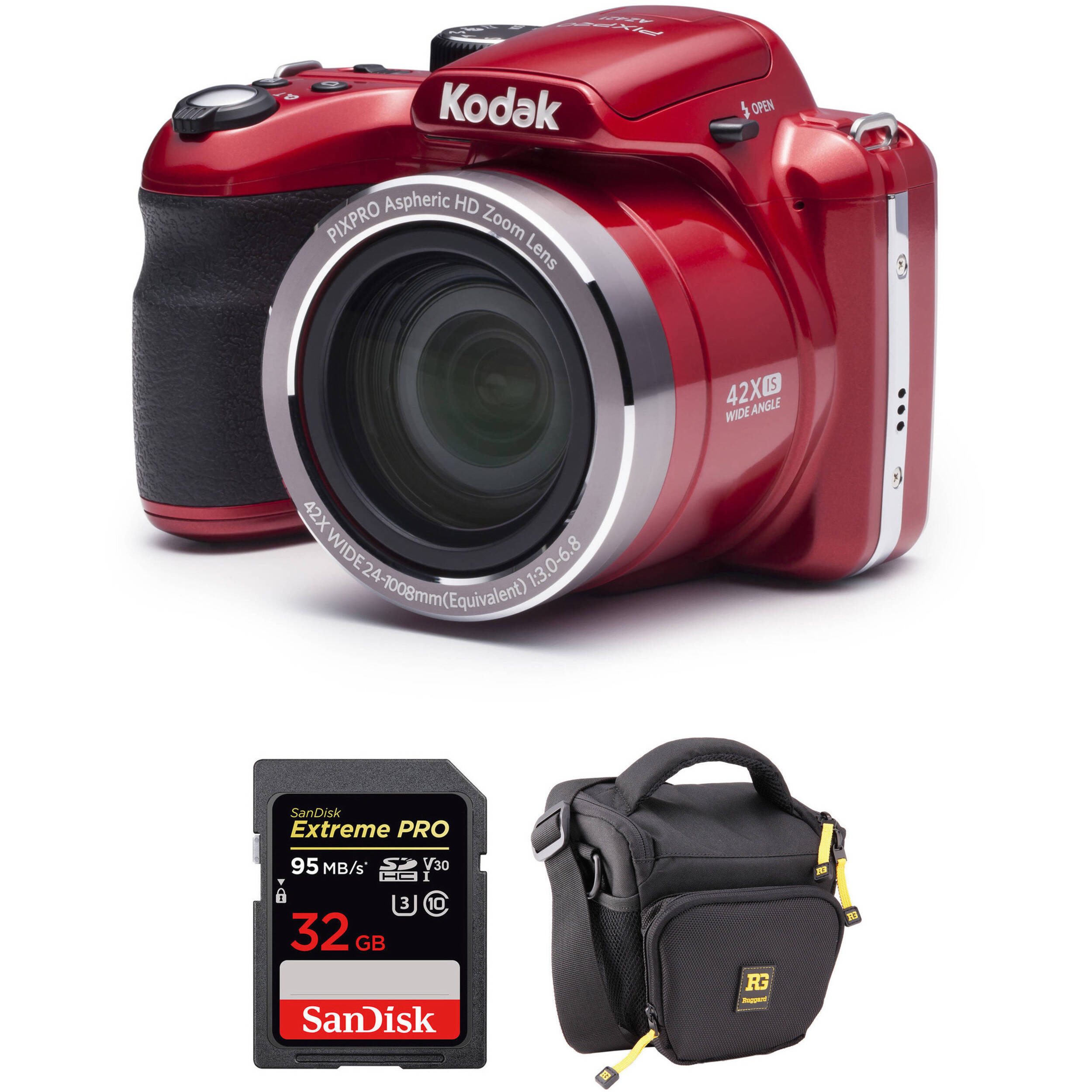 Kodak PIXPRO AZ421 Digital Camera Basic Kit (Red)