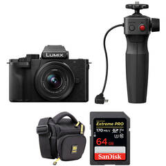 Panasonic Lumix G100 Mirrorless Camera with 12-32mm Lens, Tripod Grip, and Accessories Kit