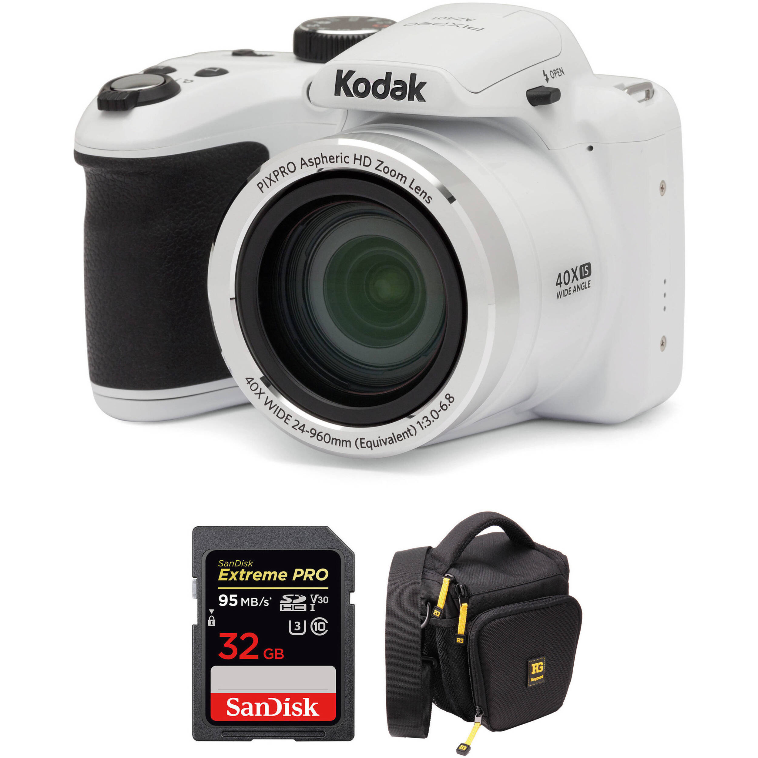 Kodak PIXPRO AZ401 Digital Camera Basic Kit (White)