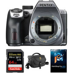 Pentax K-70 DSLR Camera Body with Accessory Kit (Silver)