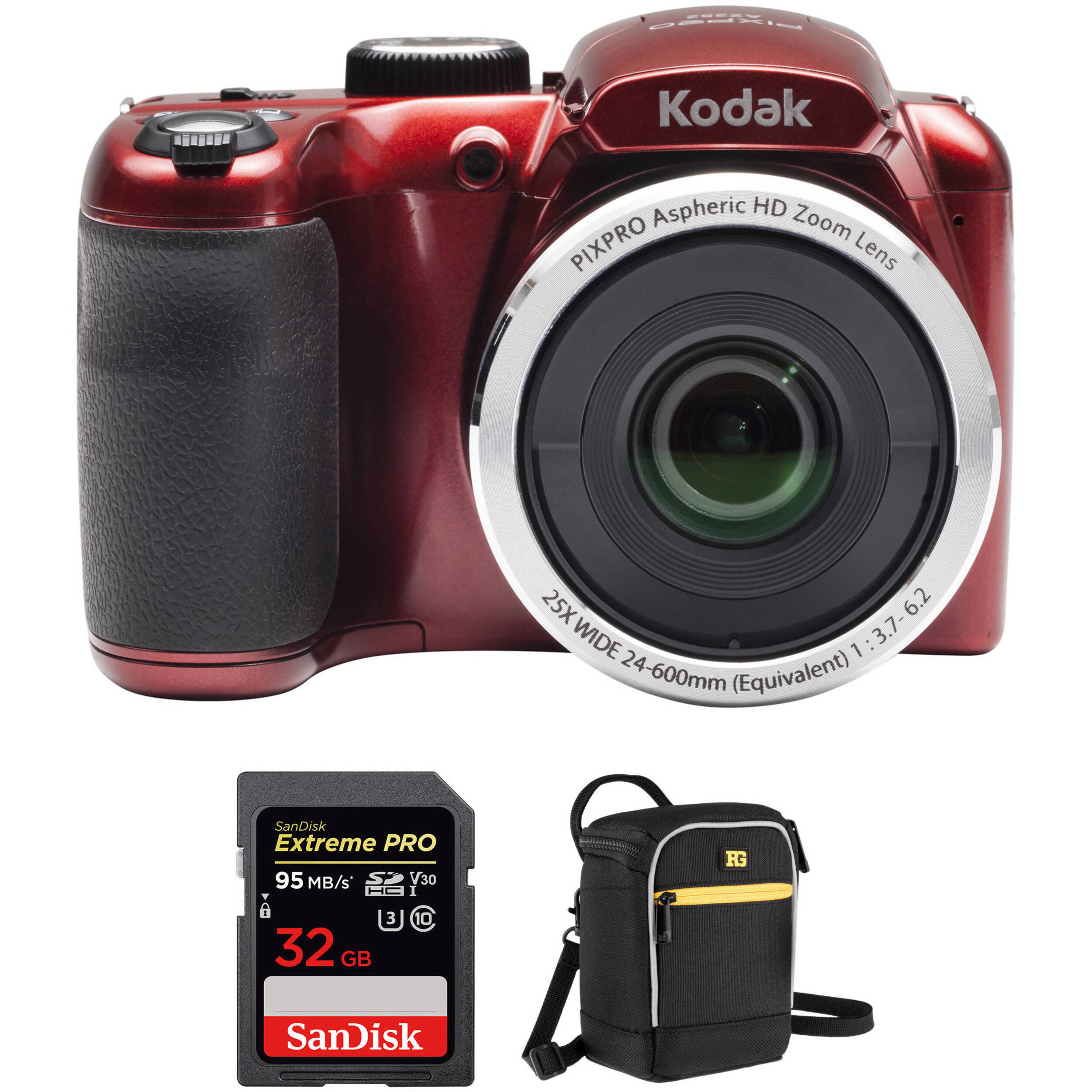 Kodak PIXPRO AZ252 Digital Camera Basic Kit (Red)