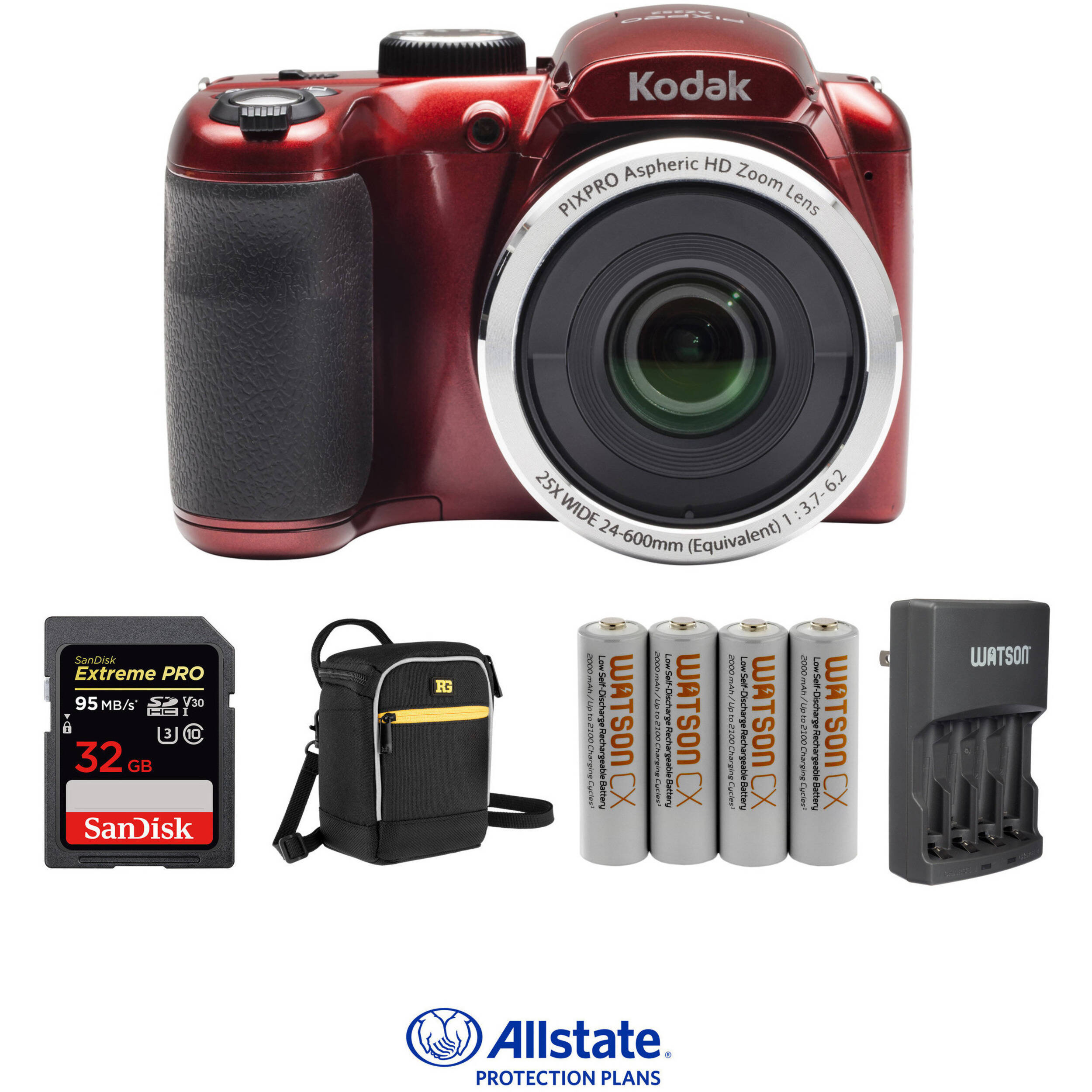 Kodak PIXPRO AZ252 Digital Camera Deluxe Kit (Red)