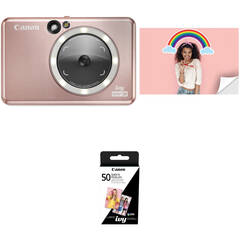 Canon IVY CLIQ+2 Instant Camera / Printer with 50 Sheets of Paper Kit (Rose Gold)