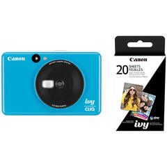 Canon IVY CLIQ Instant Camera Printer with 20 Sheets of Paper Kit (Seaside Blue)