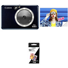 Canon IVY CLIQ+2 Instant Camera / Printer with 50 Sheets of Paper Kit (Midnight Navy)