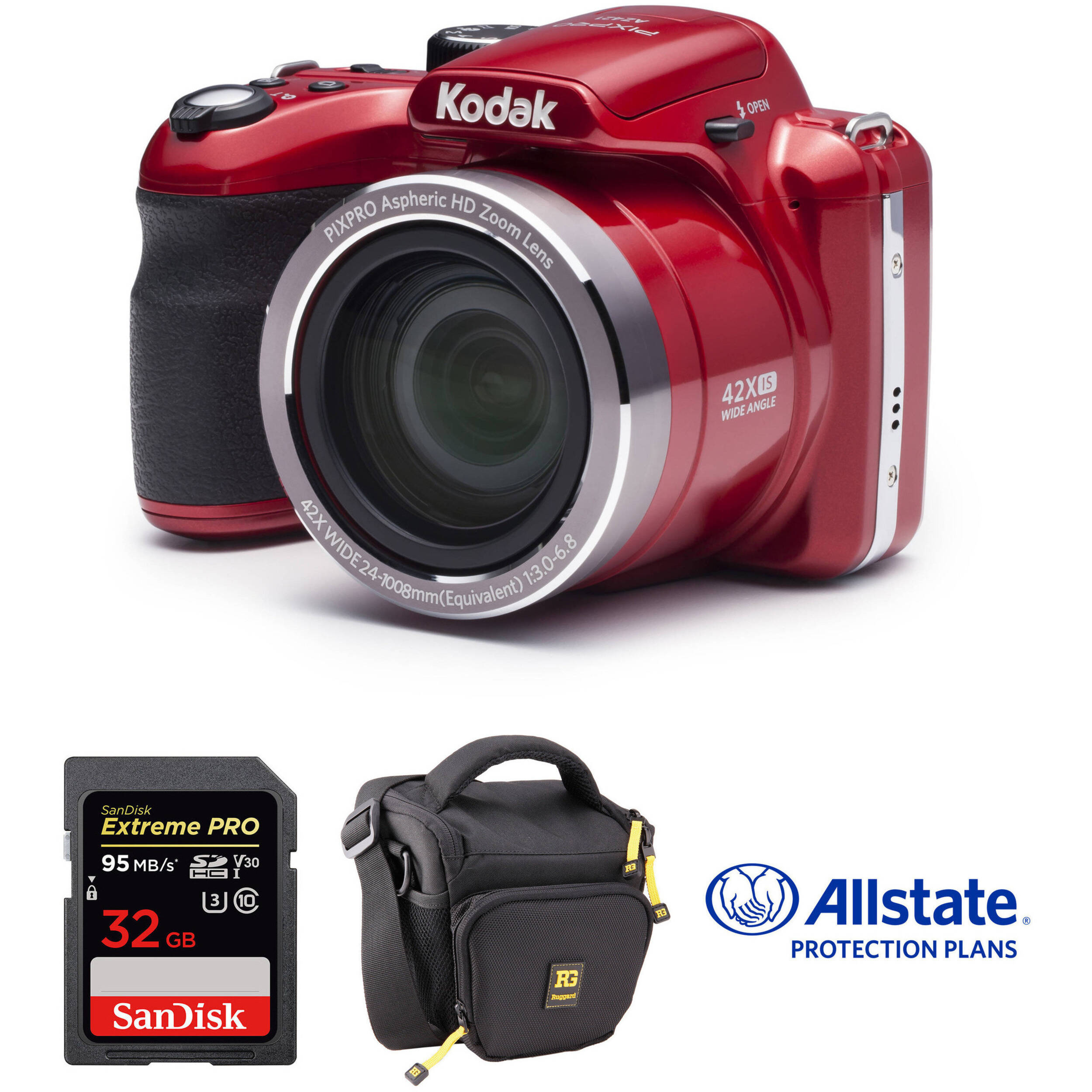 Kodak PIXPRO AZ421 Digital Camera Deluxe Kit (Red)