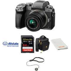 Panasonic Lumix G7 Mirrorless Camera with 14-42mm Lens Deluxe Kit (Silver)