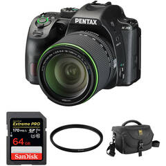 Pentax K-70 DSLR Camera with 18-135mm Lens and Accessories Kit (Black)