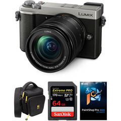 Panasonic Lumix GX9 Mirrorless Camera with 12-60mm Lens and Accessories Kit (Silver)