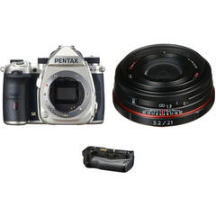 Pentax K-3 Mark III DSLR Camera with 21mm Lens and Battery Grip Kit (Silver)