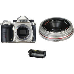 Pentax K-3 Mark III DSLR Camera with 40mm Lens and Battery Grip Kit (Silver)