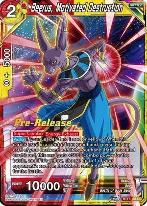 Beerus, Motivated Destruction - BT17-134 - UC - Pre-release (Ultimate Squad)