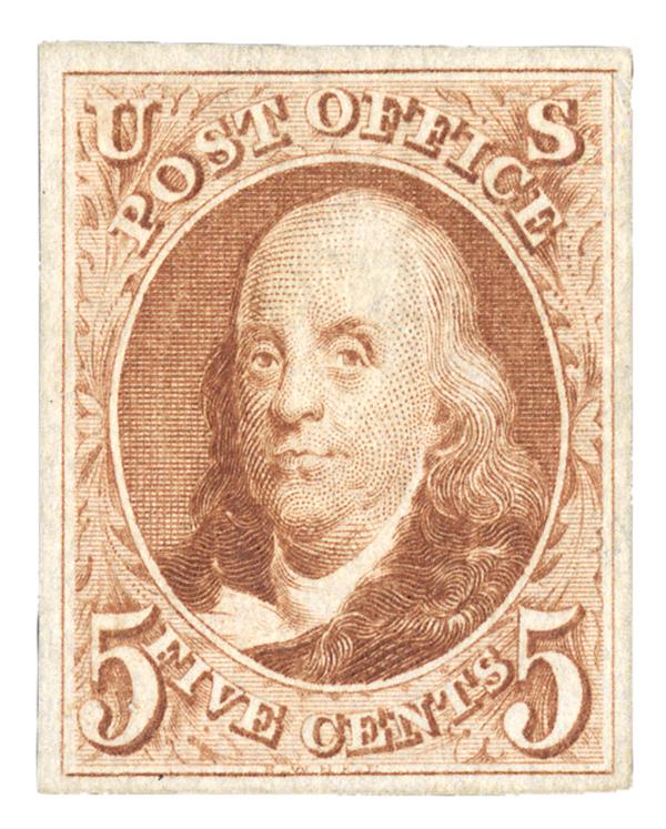 #3 – 1875 5c Franklin imperforate