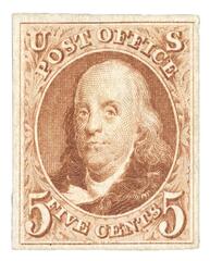 #3 – 1875 5c Franklin imperforate