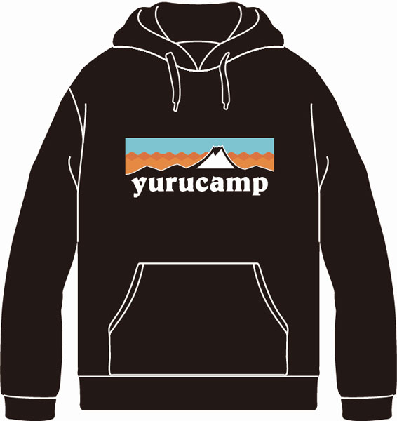 Yuru Camp Mt. Fuji Logo Hoodie L Black
