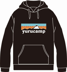 Yuru Camp Mt. Fuji Logo Hoodie L Black
