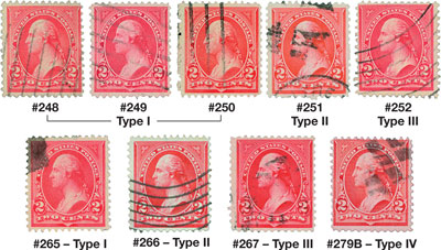 #248//79B – 1894-95 2c Bureau Issue Triangles,9 used