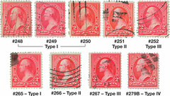 #248//79B – 1894-95 2c Bureau Issue Triangles,9 used