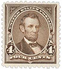 #254 – 1894 4c Lincoln Unwatermarked, Dark Brown