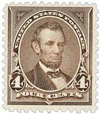 #254 – 1894 4c Lincoln Unwatermarked, Dark Brown