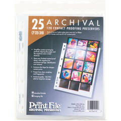 Print File Archival Storage Page for Contact Proofing Print & Negatives, 6x6cm (120), 3-Strips of 4-Frames, Vertical, (Hanger or Binder) - 25 Pack