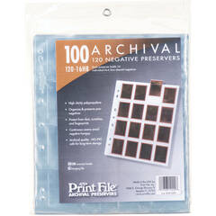 Print File Archival Storage Page for Negatives, 120 (6x4.5cm) - Holds Sixteen Individual 6x4.5cm Sleeved Negatives - 100 Pack