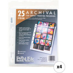 Print File Archival Storage Page for Contact Proofing Print & Negatives, 6x6cm (120), 3-Strips of 4-Frames, Vertical, (Hanger or Binder) - 100 Pack