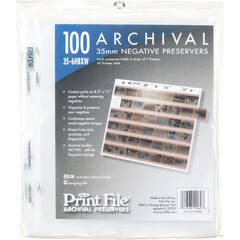 Print File Archival Storage Page for Negatives, 6 35mm Strips of 7 Frames (Hanger or Binder) 100-Pack