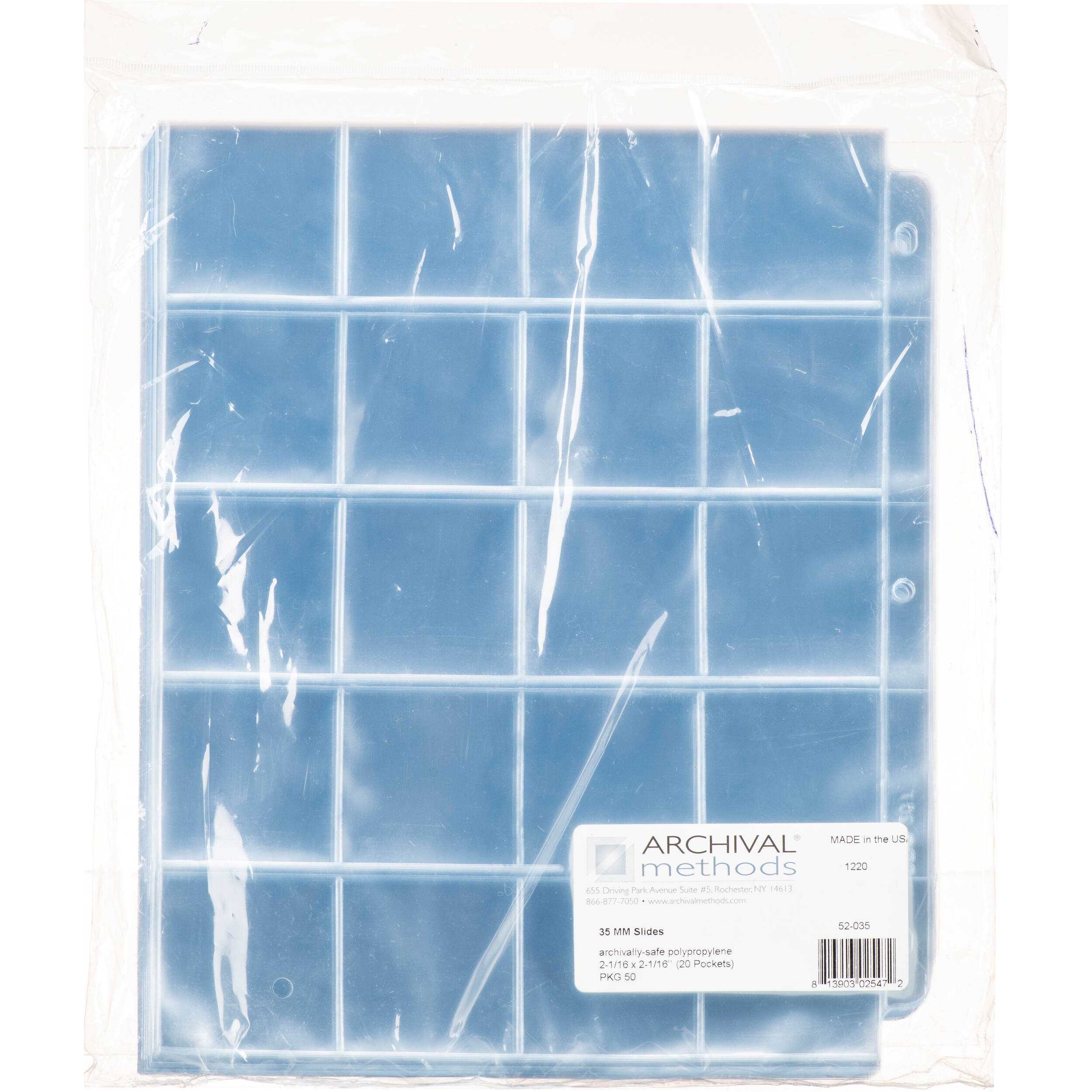 Archival Methods 35mm Mounted Slide Page (50 Pack)
