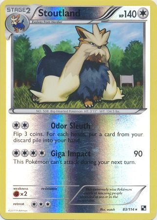 Stoutland - 83/114 - Rare - Reverse Holo Stoutland - 83/114 - Rare - Reverse Holo