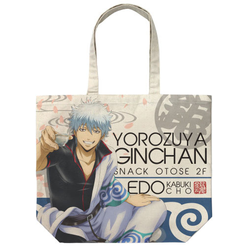 Gintama - Gintoki Sakata Full Graphic Large Tote Bag /NATURAL
