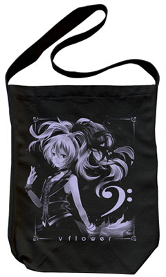 v flower - Shoulder Tote Bag / Black